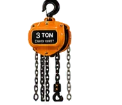 Manual chain hoist capacity selection guide with load chain and forged hook detail